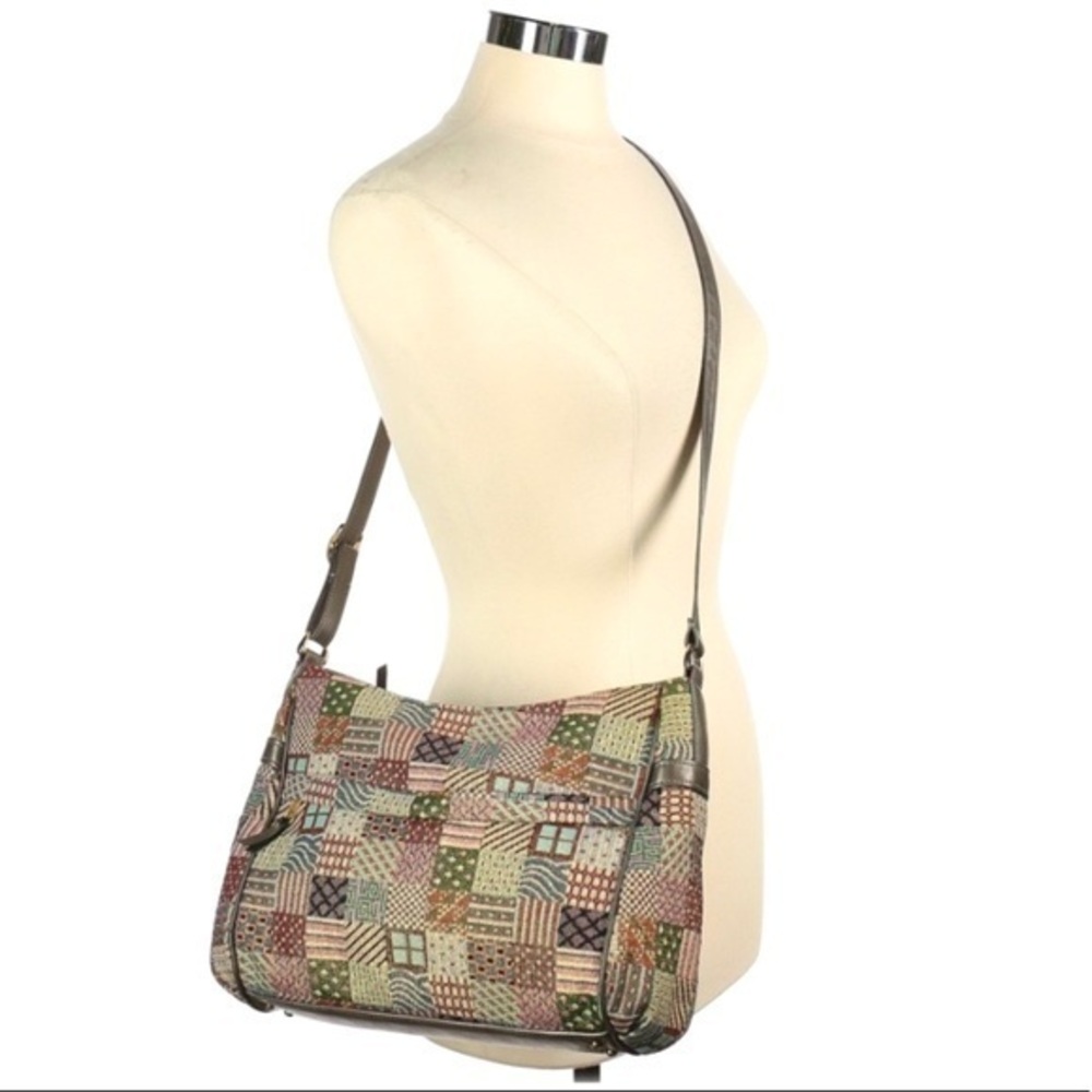 SAS tan patriotic multicolored large crossbody bag